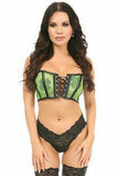 Daisy Corsets Lavish Neon Green Fishnet & Faux Leather Lace-Up Short Bustier Top