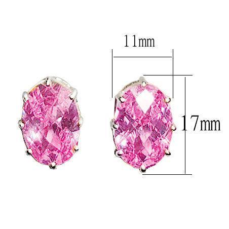 Alamode Sterling Silver Earrings with AAA Grade CZ in Pink - Alamode