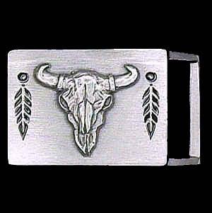 Buffalo Skull Small Belt Buckle - Siskiyou Buckle