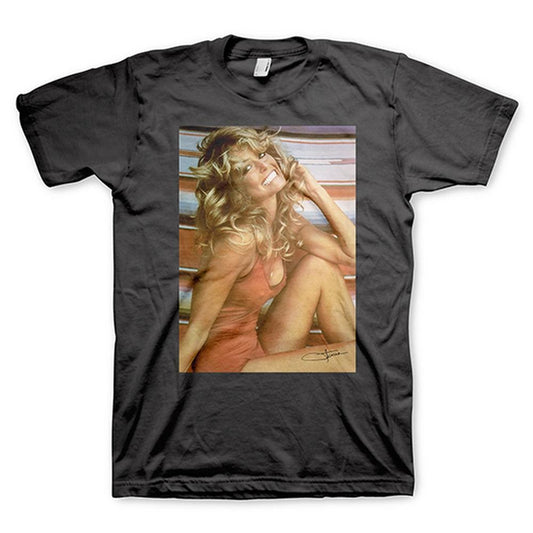 Farrah Fawcett Red Bathing Suit Black T-Shirt - Flyclothing LLC