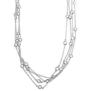 Layered Bezel Rhodium Plated Finish Necklace - Flyclothing LLC