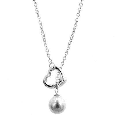 Heart Pearl Drop Necklace - Flyclothing LLC