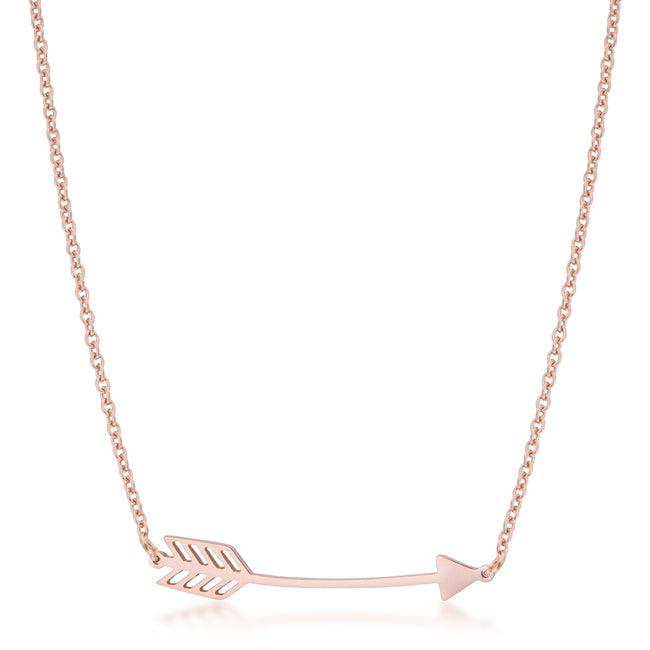 Arianna Rose Gold Stainless Steel Arrow Necklace - Flyclothing LLC