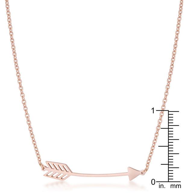 Arianna Rose Gold Stainless Steel Arrow Necklace - Flyclothing LLC