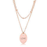 Rose Gold Plated Double Chain LOVE Necklace - Flyclothing LLC