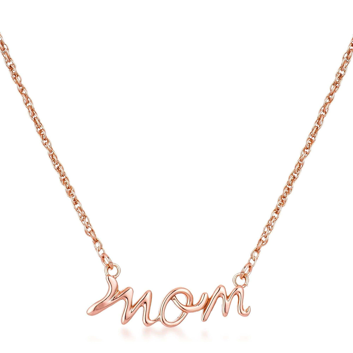 18k Rose Gold Plated Mom Script Necklace - JGI