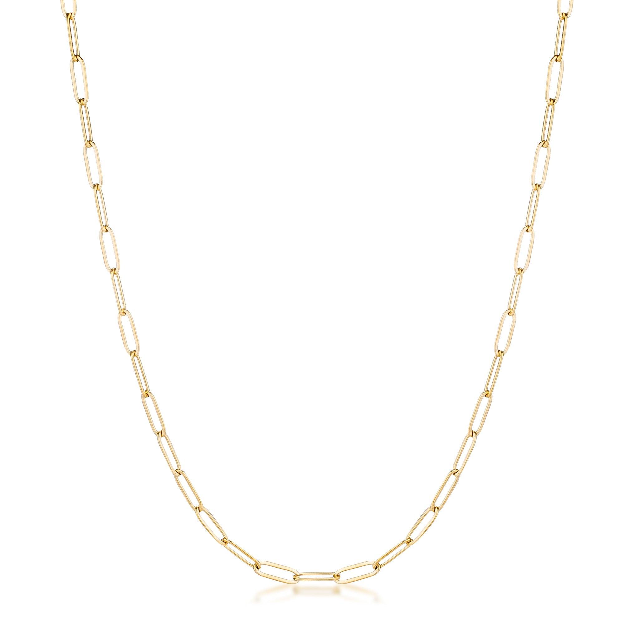 16 Gold Plated Linked Petite Paperclip Chain Necklace - Flyclothing LLC