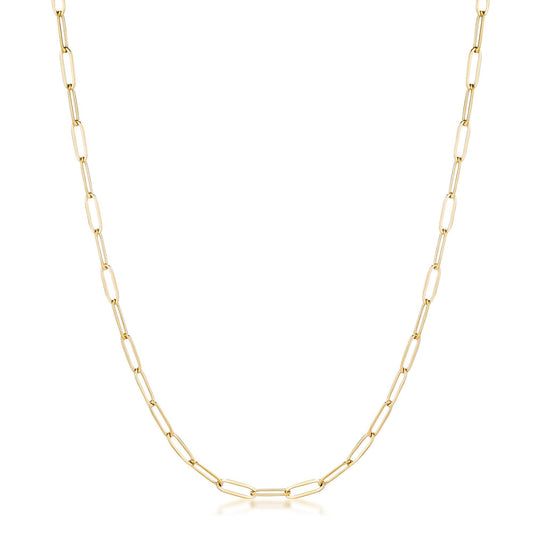 16 Gold Plated Linked Mid Size Paperclip Chain Necklace - Flyclothing LLC