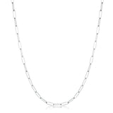 16 Rhodium Plated Linked Mid Size Paperclip Chain Necklace - Flyclothing LLC