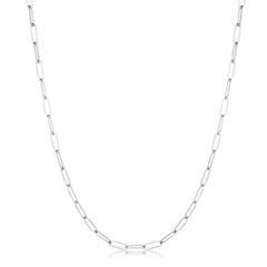 16 Rhodium Plated Linked Mid Size Paperclip Chain Necklace - Flyclothing LLC