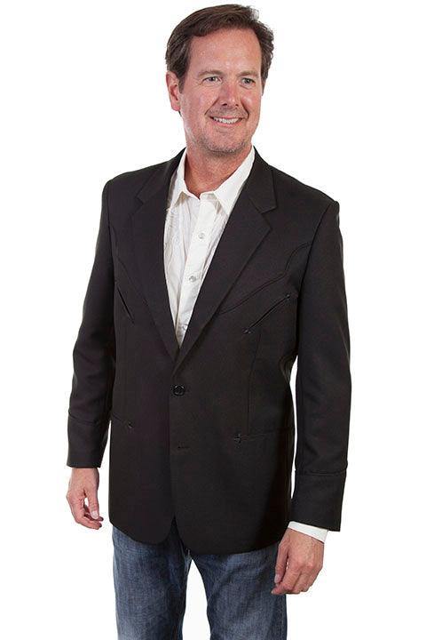 Scully BLACK SOLID BLAZER W/TONAL PIPING - Flyclothing LLC