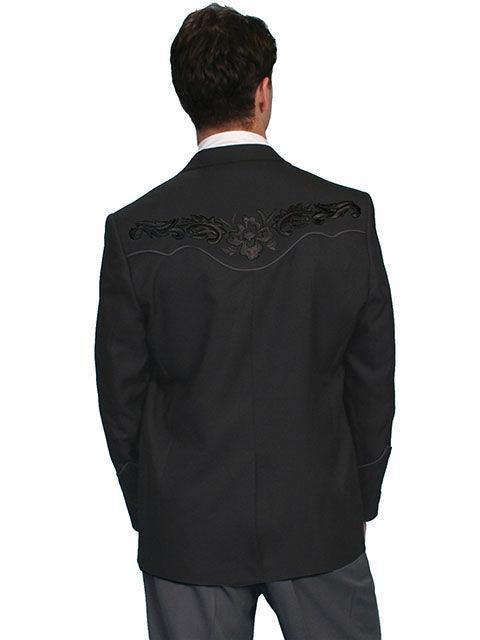 Scully Leather Black Floral Tonal Emb. Mens Blazer - Flyclothing LLC