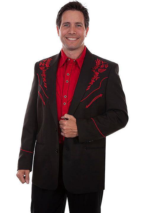 Scully Leather Crimson Floral Tonal Emb. Mens Blazer - Flyclothing LLC