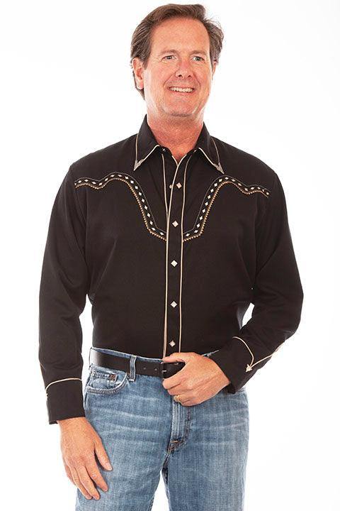 Scully BLACK DIAMOND YOKE EMBROIDERED SHIRT - Flyclothing LLC