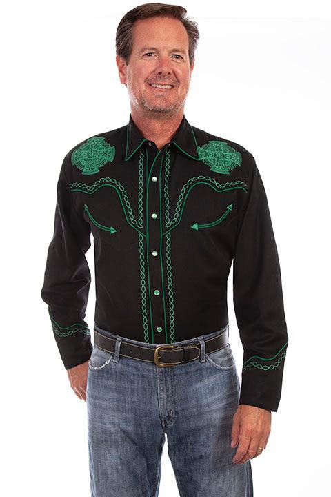 Scully Leather Black Celtic Cross Embroidered - Flyclothing LLC