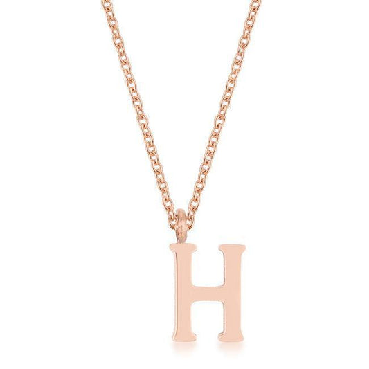 Elaina Rose Gold Stainless Steel H Initial Necklace - Flyclothing LLC