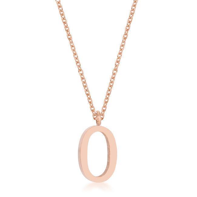 Elaina Rose Gold Stainless Steel O Initial Necklace - Flyclothing LLC