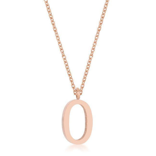 Elaina Rose Gold Stainless Steel O Initial Necklace - Flyclothing LLC