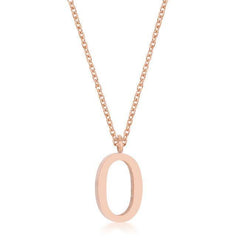 Elaina Rose Gold Stainless Steel O Initial Necklace - Flyclothing LLC