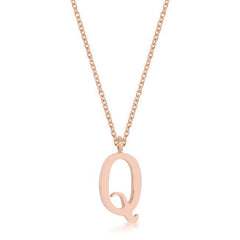 Elaina Rose Gold Stainless Steel Q Initial Necklace - Flyclothing LLC