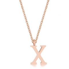 Elaina Rose Gold Stainless Steel X Initial Necklace - Flyclothing LLC