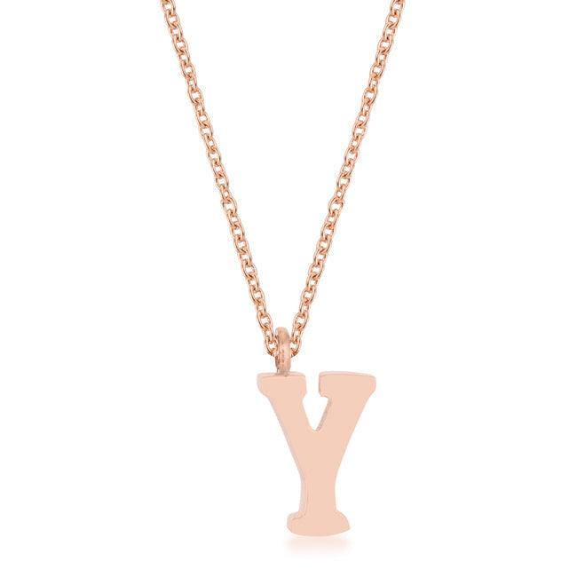 Elaina Rose Gold Stainless Steel Y Initial Necklace - JGI