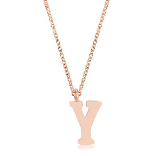 Elaina Rose Gold Stainless Steel Y Initial Necklace - Flyclothing LLC