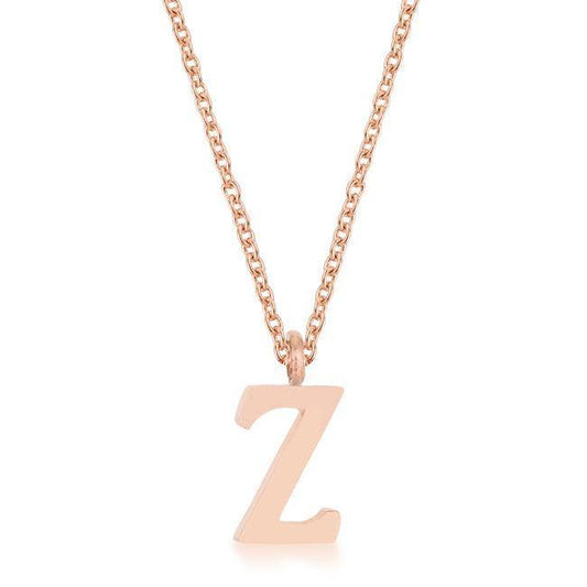 Elaina Rose Gold Stainless Steel Z Initial Necklace - Flyclothing LLC