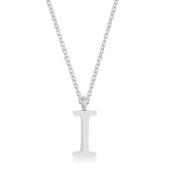 Elaina Rhodium Stainless Steel I Initial Necklace - Flyclothing LLC