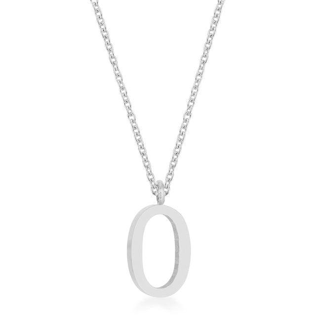 Elaina Rhodium Stainless Steel O Initial Necklace - Flyclothing LLC