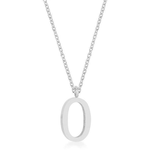 Elaina Rhodium Stainless Steel O Initial Necklace - Flyclothing LLC