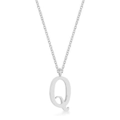 Elaina Rhodium Stainless Steel Q Initial Necklace - Flyclothing LLC