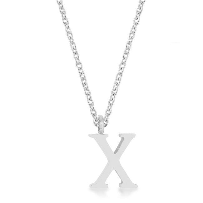 Elaina Rhodium Stainless Steel X Initial Necklace - Flyclothing LLC