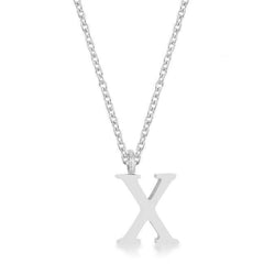 Elaina Rhodium Stainless Steel X Initial Necklace - Flyclothing LLC