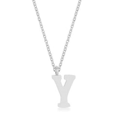 Elaina Rhodium Stainless Steel Y Initial Necklace - Flyclothing LLC