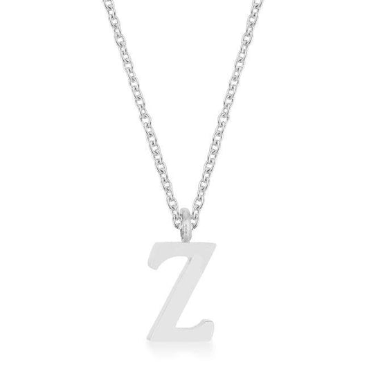 Elaina Rhodium Stainless Steel Z Initial Necklace - Flyclothing LLC