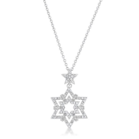 Stella 0.3ct CZ Rhodium Star Drop Necklace - Flyclothing LLC