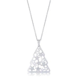 .2 ct CZ Rhodium Christmas Tree With Mixed Stars Pave Holiday Pendant - Flyclothing LLC