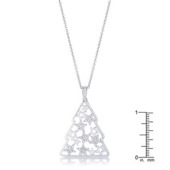 .2 ct CZ Rhodium Christmas Tree With Mixed Stars Pave Holiday Pendant - Flyclothing LLC