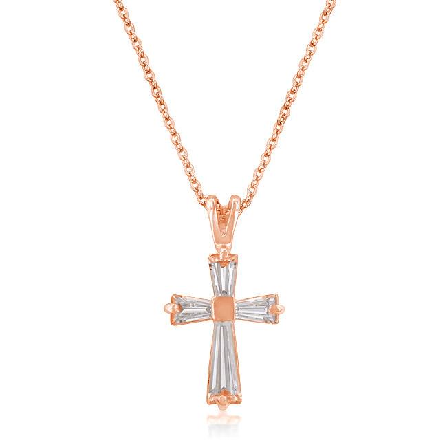 Rose Gold Plated Cross Necklace - Flyclothing LLC