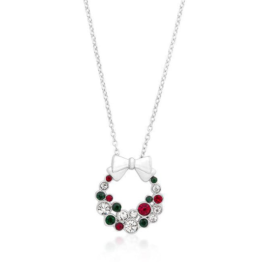 Holiday Wreath Colored Crystal Pendant - Flyclothing LLC