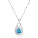 Christal 1.2ct Aqua CZ Rhodium Classic Necklace - Flyclothing LLC