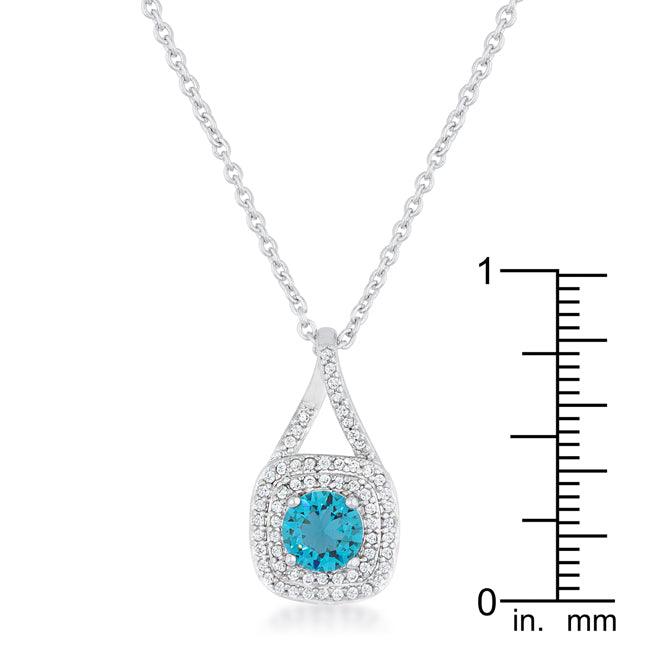 Christal 1.2ct Aqua CZ Rhodium Classic Necklace - Flyclothing LLC