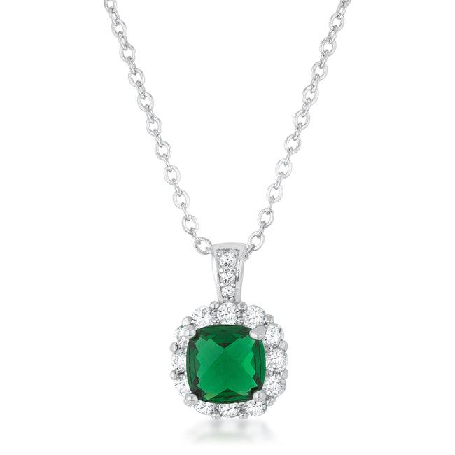 Liz 2.6ct Emerald CZ Rhodium Classic Necklace - Flyclothing LLC