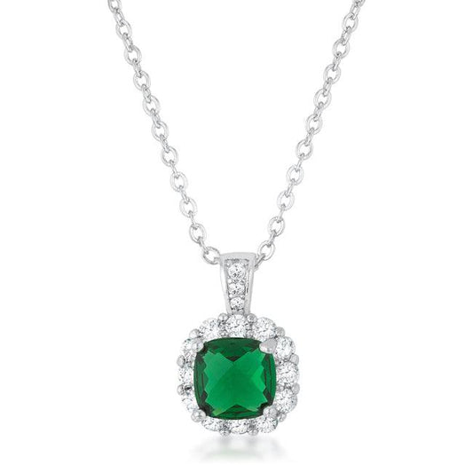 Liz 2.6ct Emerald CZ Rhodium Classic Necklace - Flyclothing LLC