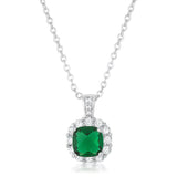 Liz 2.6ct Emerald CZ Rhodium Classic Necklace - Flyclothing LLC