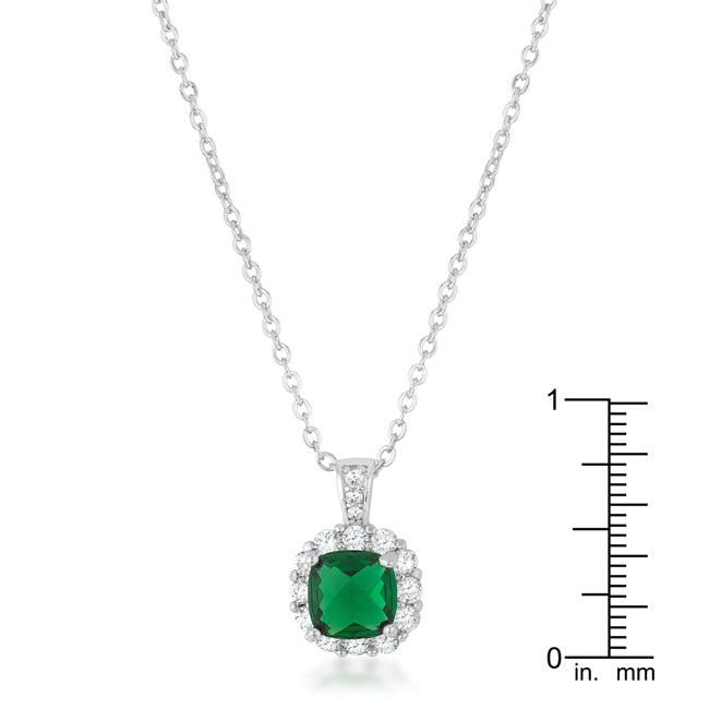 Liz 2.6ct Emerald CZ Rhodium Classic Necklace - Flyclothing LLC