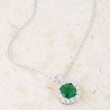 Liz 2.6ct Emerald CZ Rhodium Classic Necklace - Flyclothing LLC