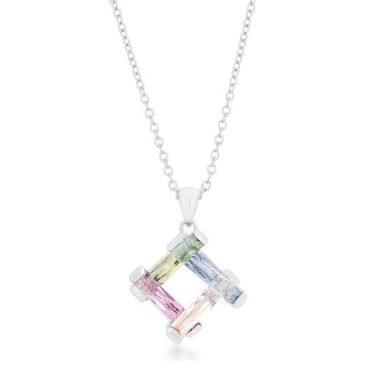 Myra Necklace 10ct Multicolor Rhodium Necklace - Flyclothing LLC