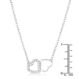 Sweet and Romantic Rhodium Melded CZ Hearts Necklace - Flyclothing LLC